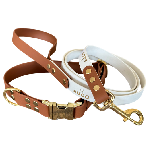 Set bicolore collare e guinzaglio per cani in BioThane® con QR-code
