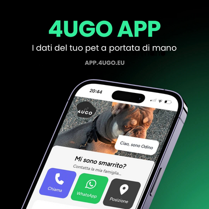 Set collare e guinzaglio per cani in BioThane® con QR-code