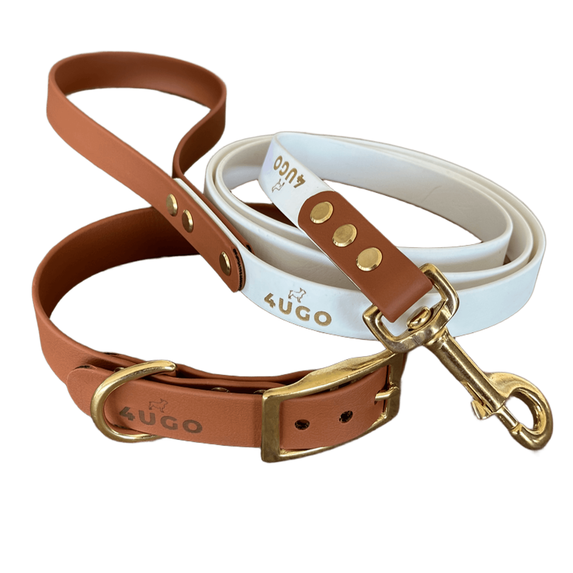 Set bicolore collare e guinzaglio per cani in BioThane® con QR - code - 4UGO