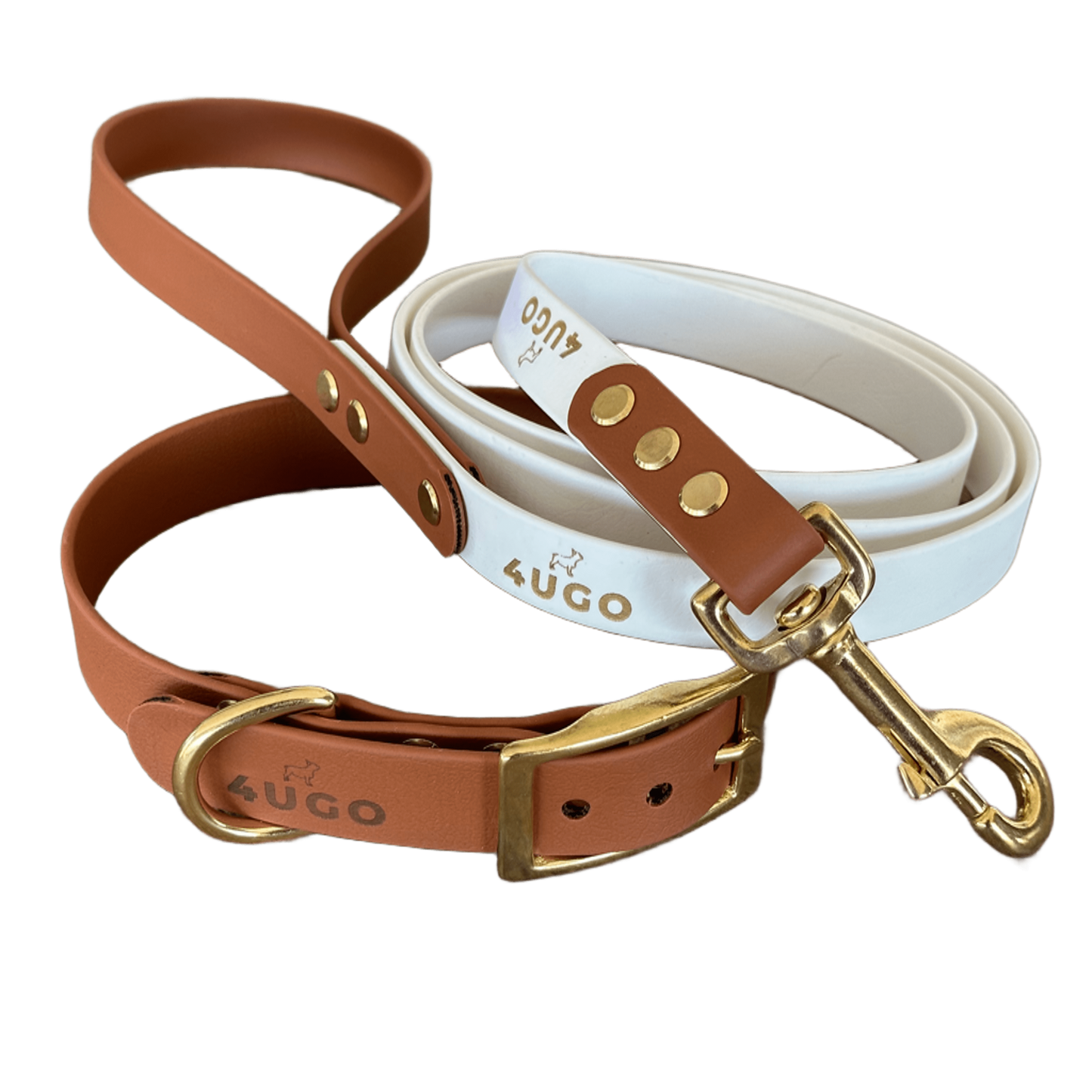 Set bicolore collare e guinzaglio per cani in BioThane® con QR-code